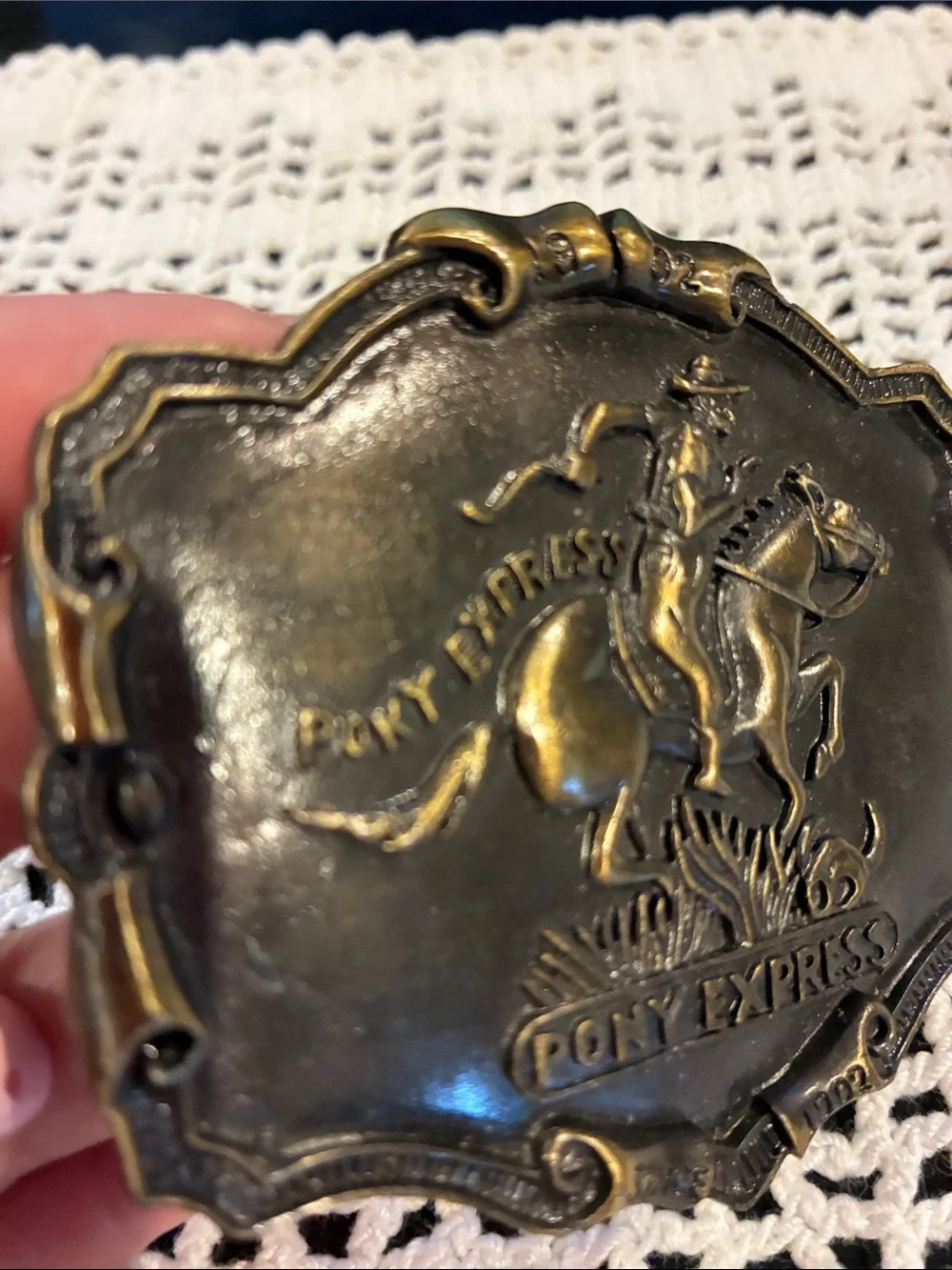 Express Pony Express Brass-Tone Belt Buckle